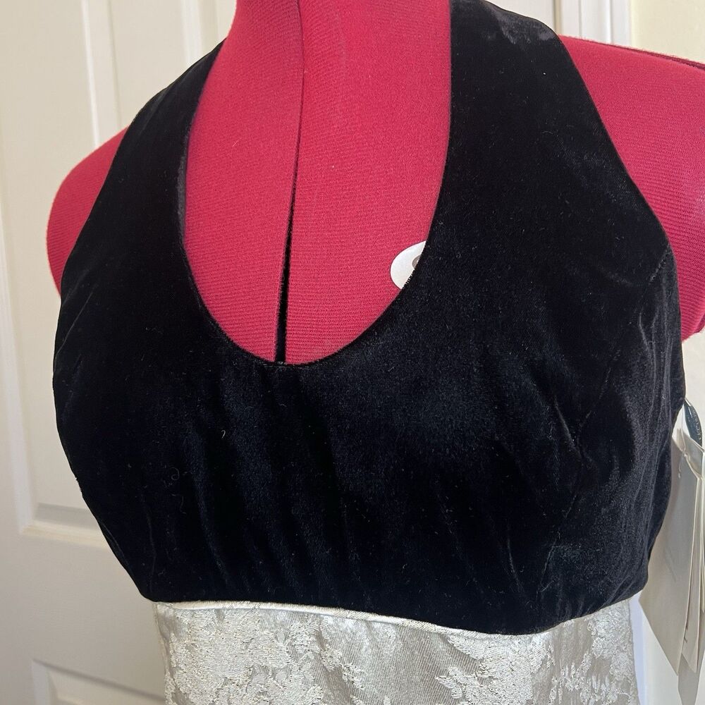 Vtg 80s Jessica McClintock Gunne Sax Evening Gown Cream Brocade Velvet Top 7-8 - Picture 4 of 15
